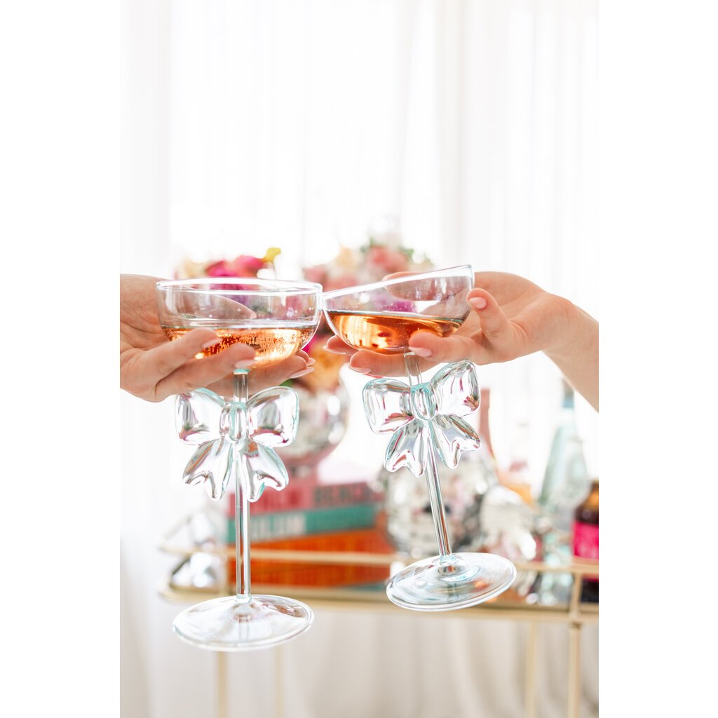 Blue Bow Coupe Wine Glass