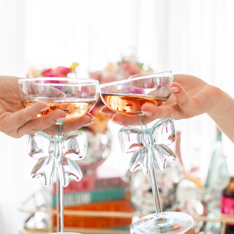 Blue Bow Coupe Wine Glass