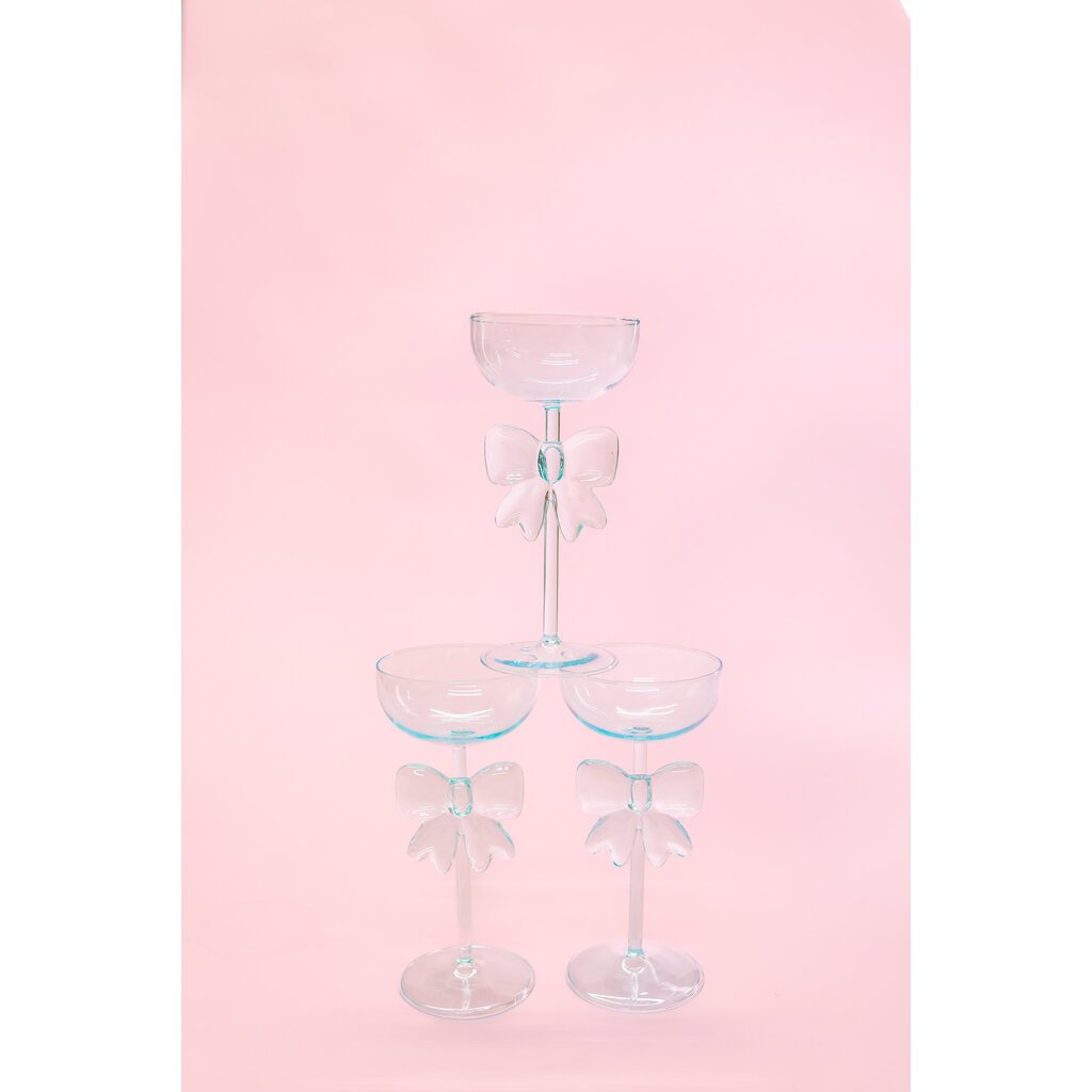 Blue Bow Coupe Wine Glass