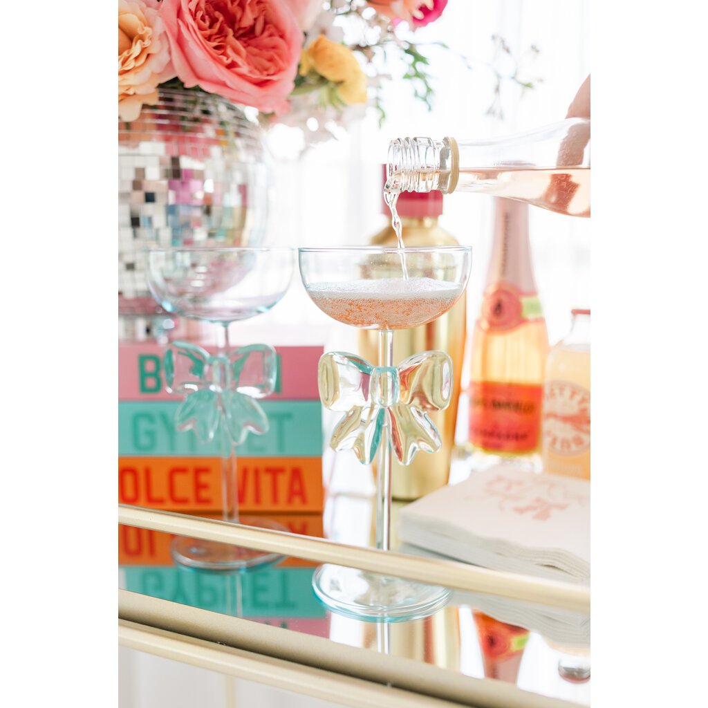 Blue Bow Coupe Wine Glass