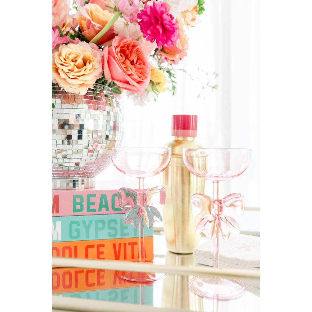 Pink Bow Coupe Wine Glass