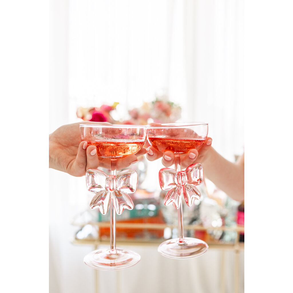 Pink Bow Coupe Wine Glass