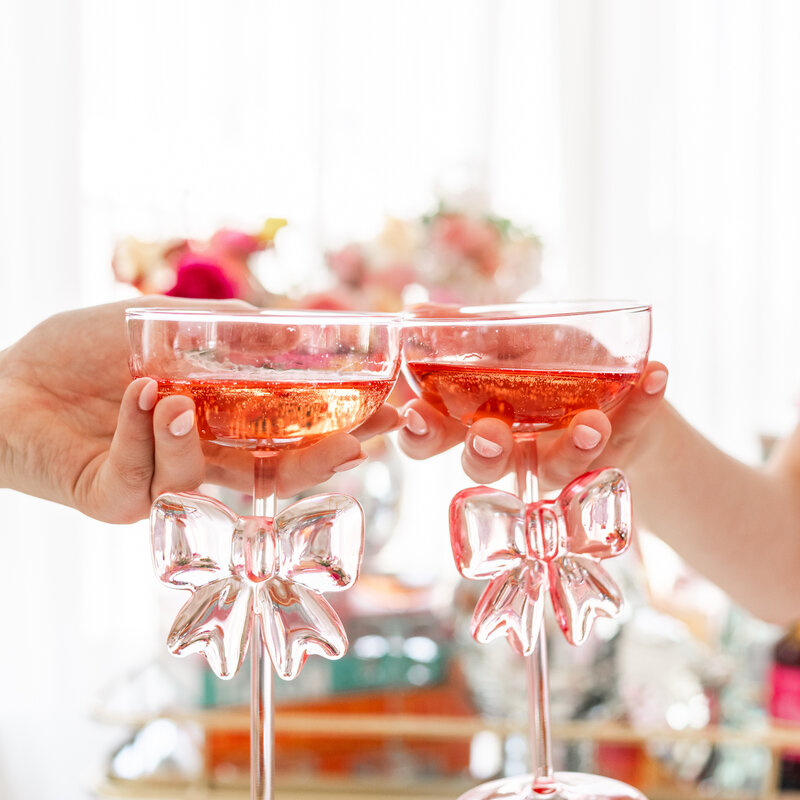 Pink Bow Coupe Wine Glass