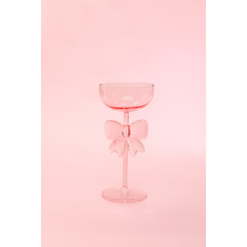Pink Bow Coupe Wine Glass
