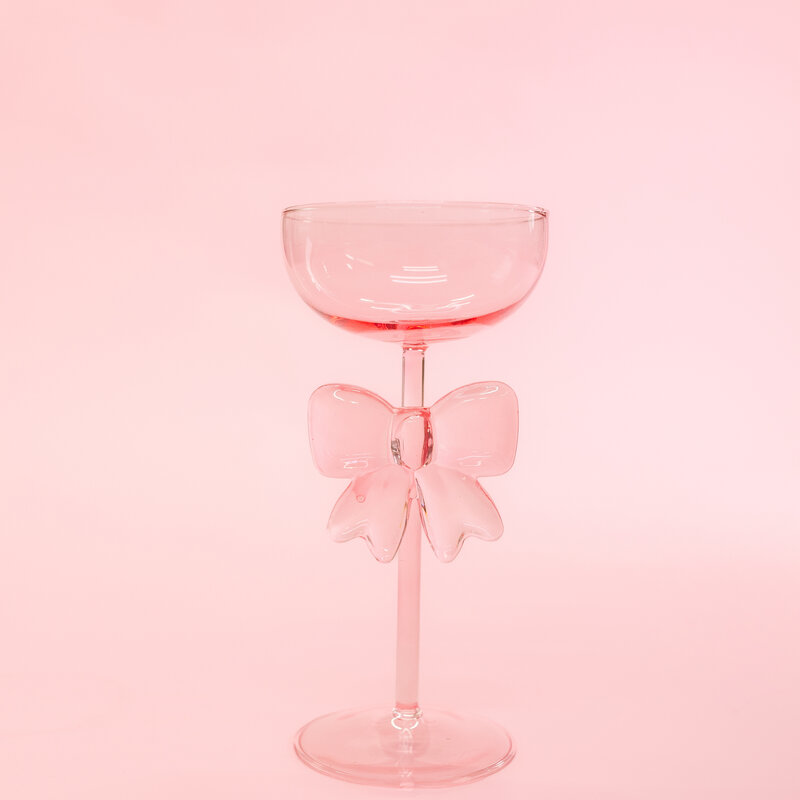 Pink Bow Coupe Wine Glass
