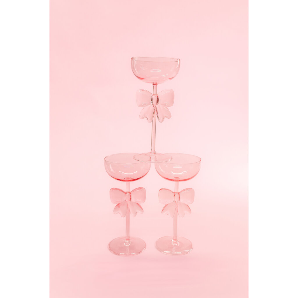 Pink Bow Coupe Wine Glass