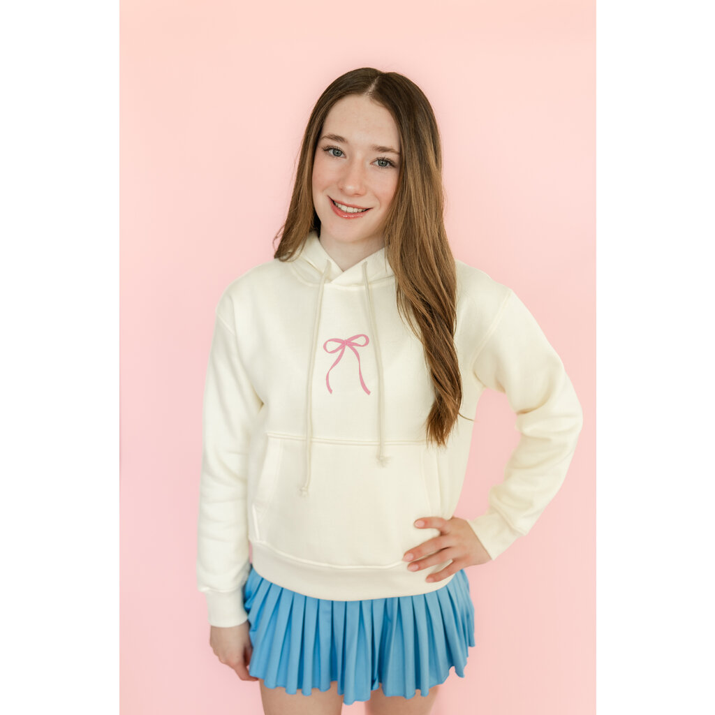 Cream Make Everyday A Party Bow Hoodie Sweatshirt