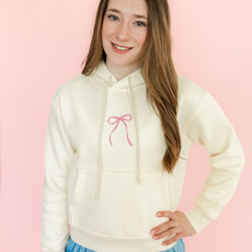 Cream Make Everyday A Party Bow Hoodie Sweatshirt