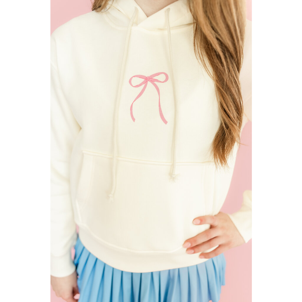 Cream Make Everyday A Party Bow Hoodie Sweatshirt