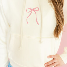 Cream Make Everyday A Party Bow Hoodie Sweatshirt