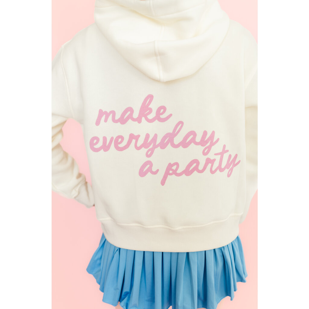 Cream Make Everyday A Party Bow Hoodie Sweatshirt