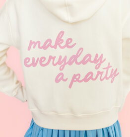 Cream Make Everyday A Party Bow Hoodie Sweatshirt