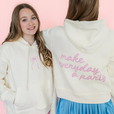 Cream Make Everyday A Party Bow Hoodie Sweatshirt
