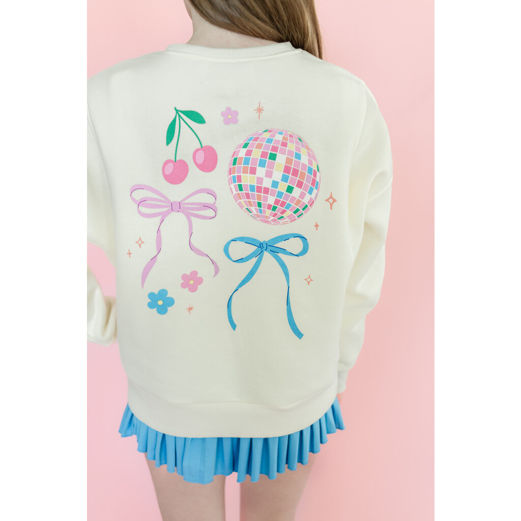 Cream Disco Ball and Bows Sweatshirt