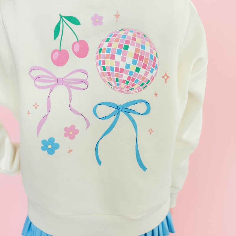 Cream Disco Ball and Bows Sweatshirt
