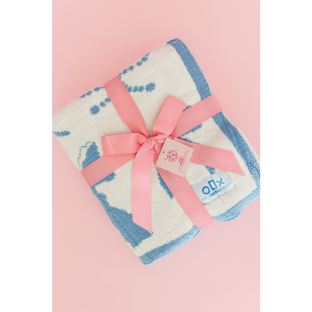 Cozy Blue Bow Luxury Throw Blanket