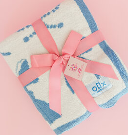 Cozy Blue Bow Luxury Throw Blanket