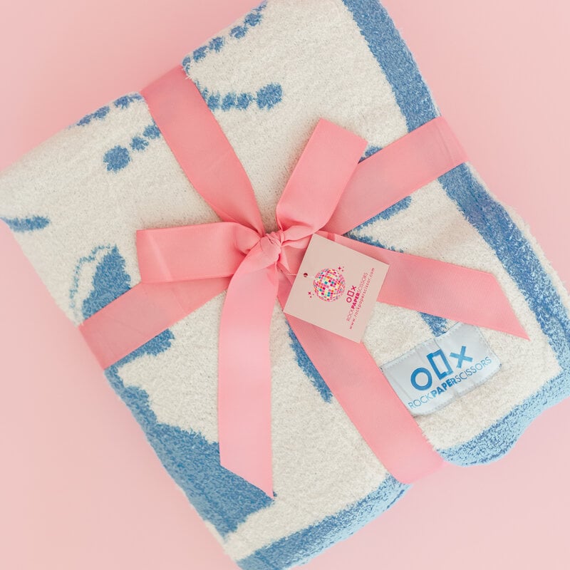 Cozy Blue Bow Luxury Throw Blanket