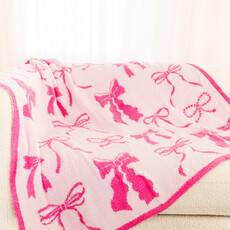 Cozy Pink Bow Luxury Throw Blanket