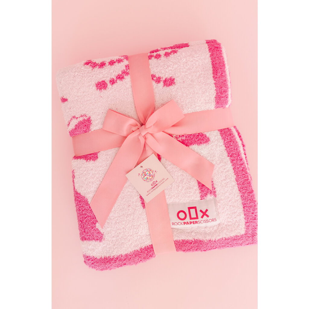 Cozy Pink Bow Luxury Throw Blanket
