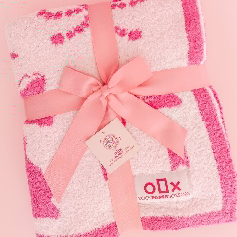Cozy Pink Bow Luxury Throw Blanket