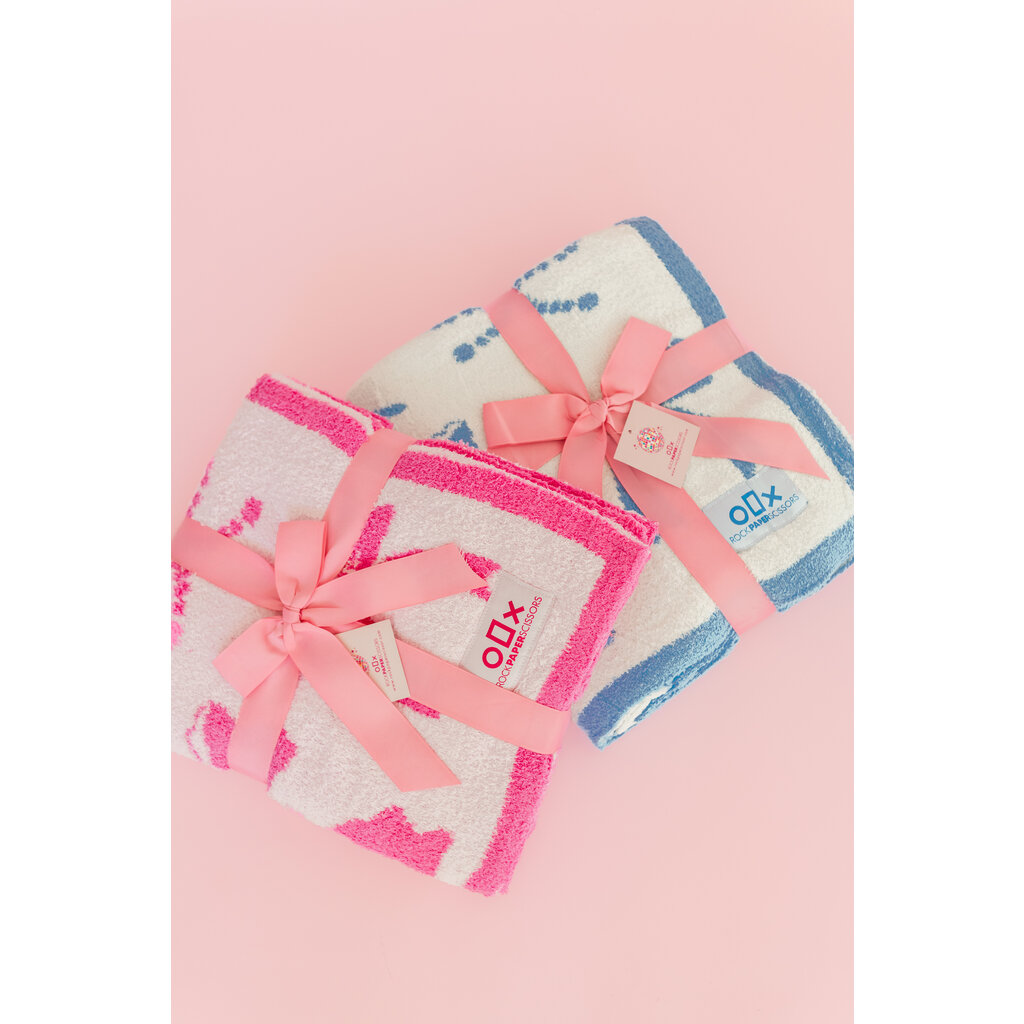 Cozy Pink Bow Luxury Throw Blanket