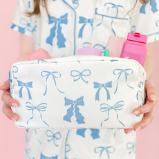Blue Bows Nylon Cosmetic Zipper Bag