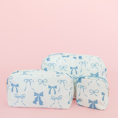 Blue Bows Nylon Cosmetic Zipper Bag