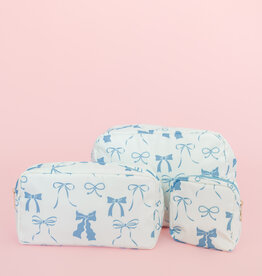 Blue Bows Nylon Cosmetic Zipper Bag