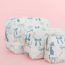 Blue Bows Nylon Cosmetic Zipper Bag