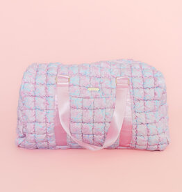 Watercolor Floral Bow Quilted Weekender Duffle Bag
