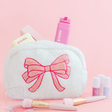 Pink Bow Teddy Cosmetic Zipper Bag - Large