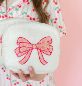 Pink Bow Teddy Cosmetic Zipper Bag - Small