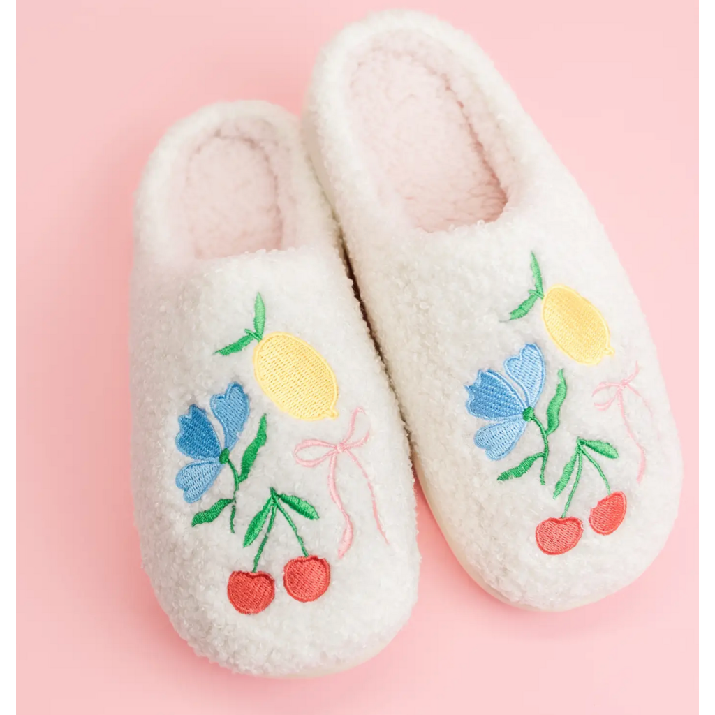 Fruit Cocktail Embroidery Slippers