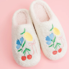 Fruit Cocktail Embroidery Slippers
