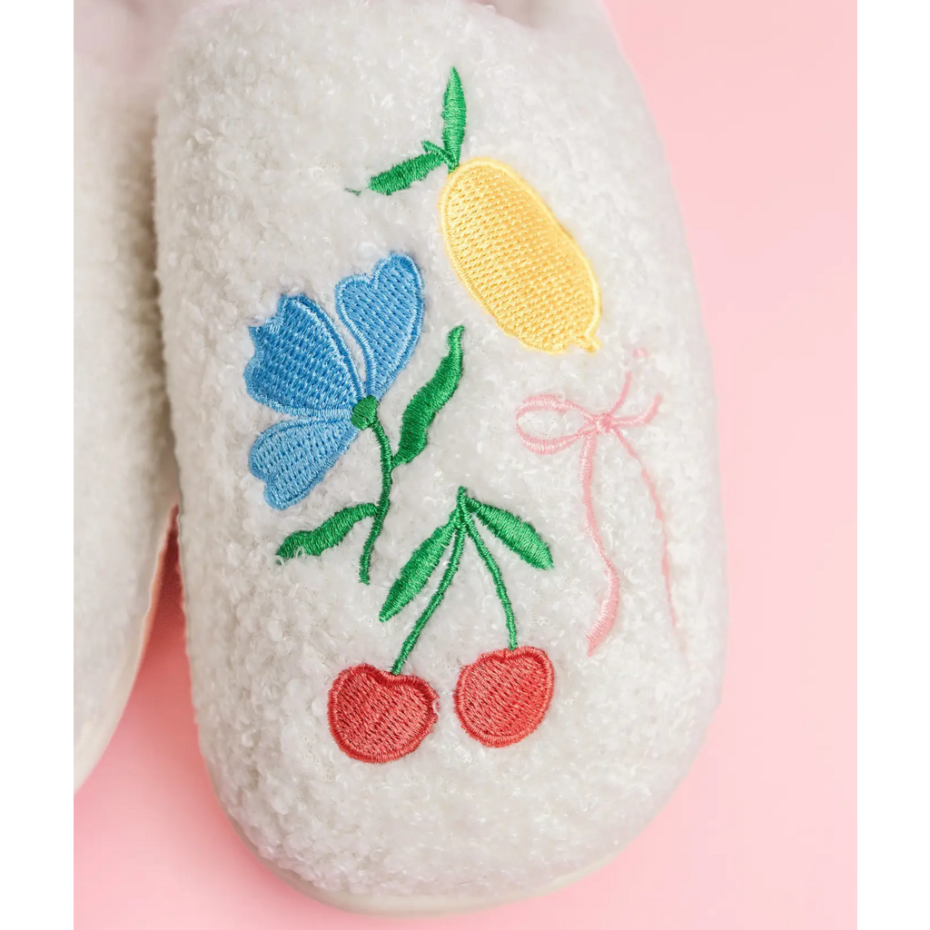 Fruit Cocktail Embroidery Slippers