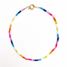 Color Block Rainbow Gemstone Bead Necklace