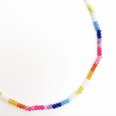 Color Block Rainbow Gemstone Bead Necklace