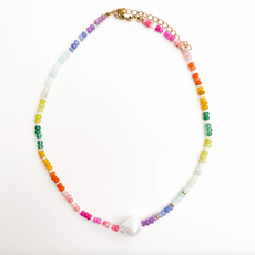 Color Pop Rainbow Pearl Gemstone Bead Necklace
