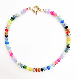 Color Theory Rainbow Gemstone Bead Necklace
