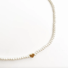 Golden Pearl Heart Gemstone Bead Necklace