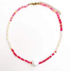 Pink Pop Rainbow Pearl Gemstone Bead Necklace