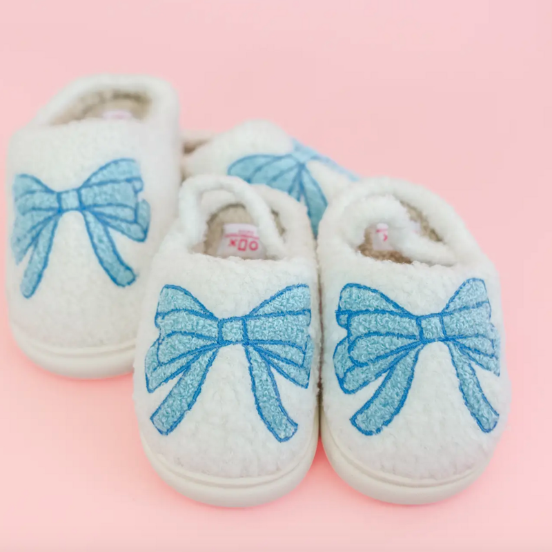 Toddler Blue Bow Slippers