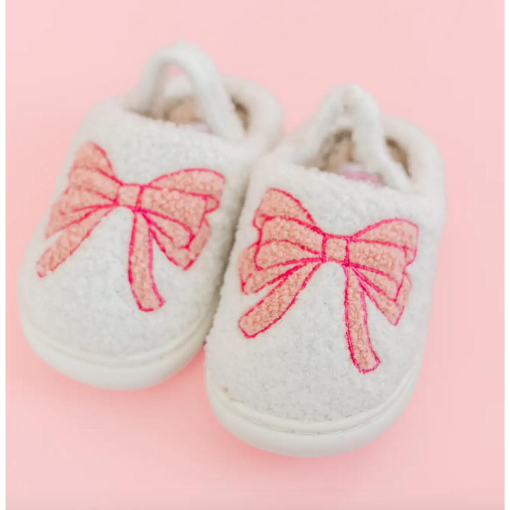Toddler Pink Bow Slippers