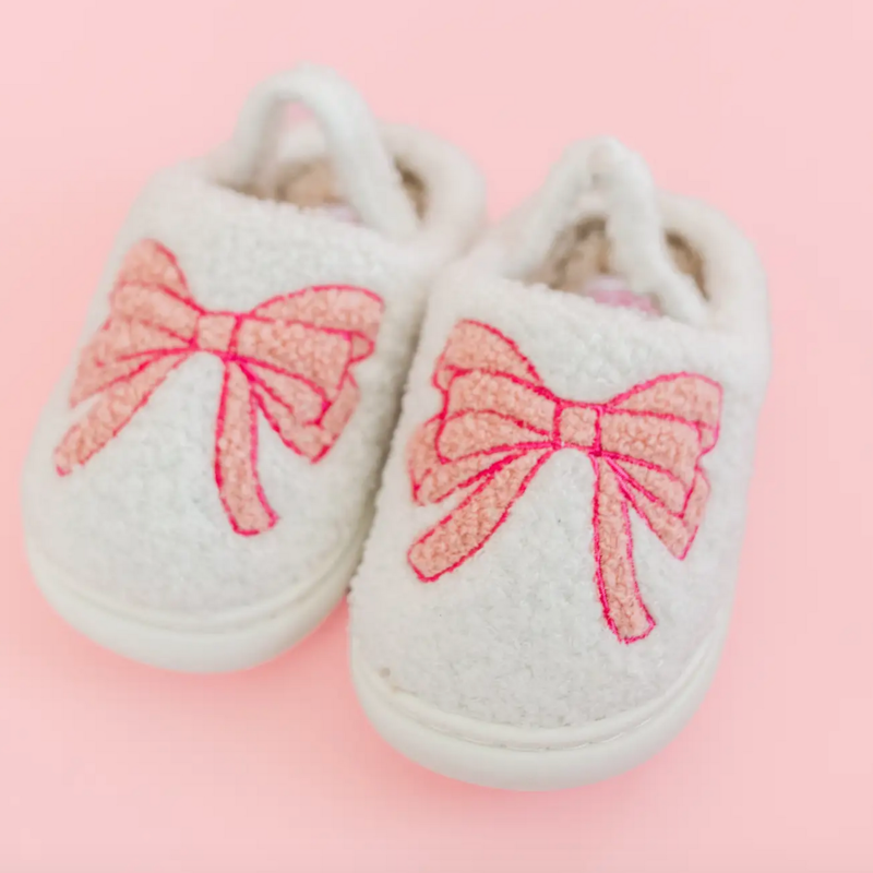 Toddler Pink Bow Slippers