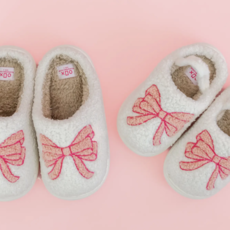 Toddler Pink Bow Slippers