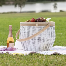 White Colored Wicker Insulated Picnic Basket