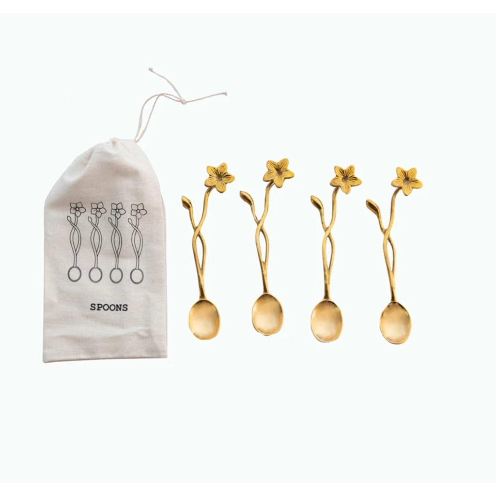 Brass Spoon w/ Flower Handles