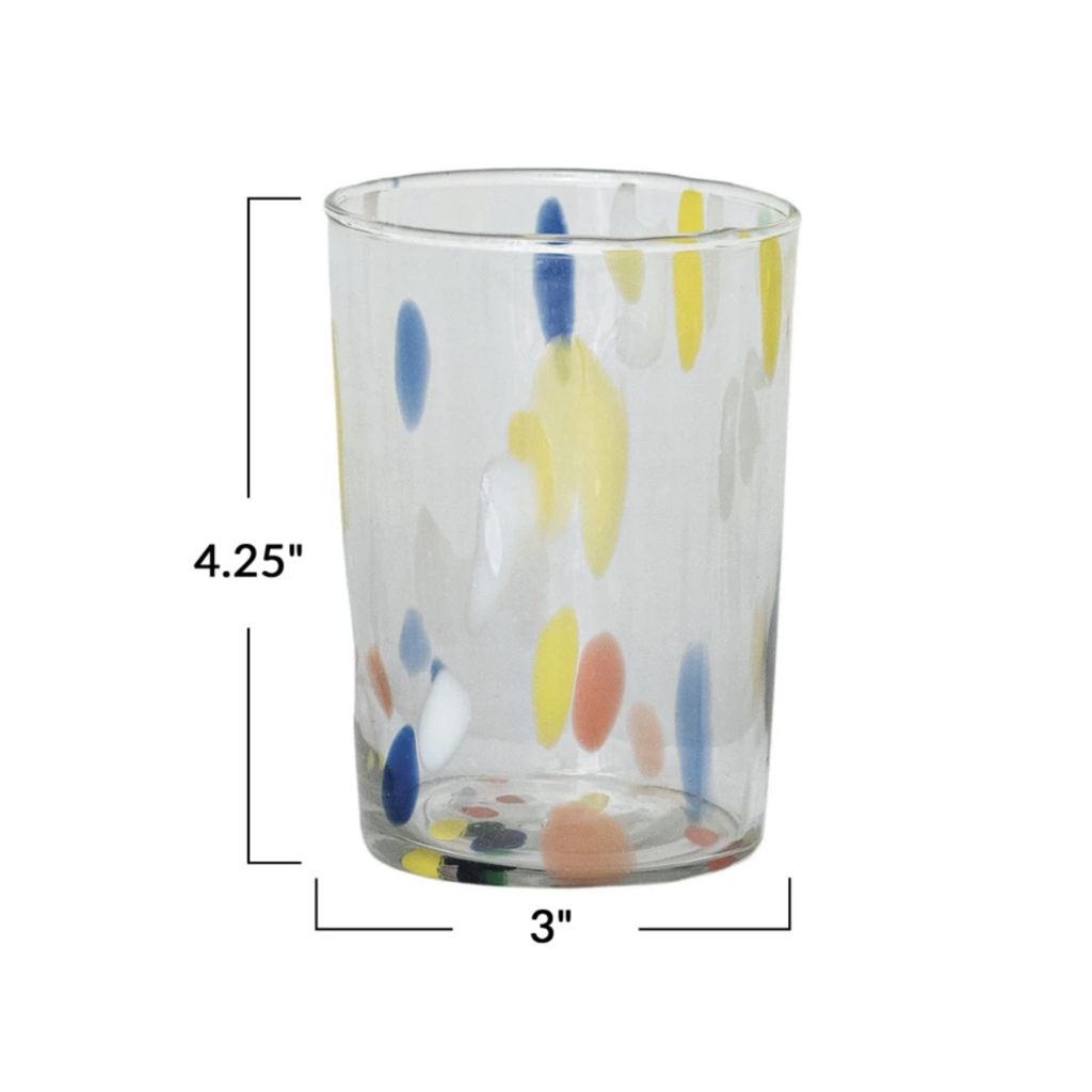 10 Oz. Hand-Blown Confetti Drinking Glass