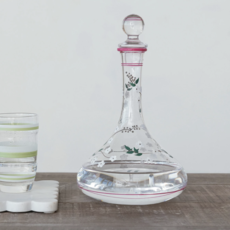 60 Oz. Glass Vintage Reproduction Decanter w/ Hand-Painted Flowers